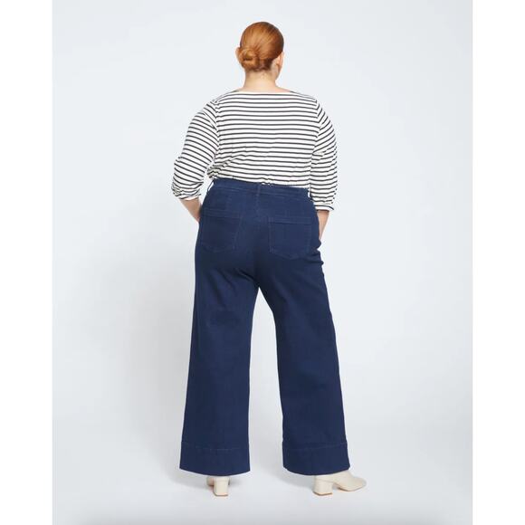 Universal Standard Carrie High Rise Wide Leg Jeans in Dark Indigo size M/18-20 - Picture 3 of 15
